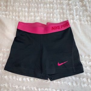Black and Pink Nike Pro Shorts